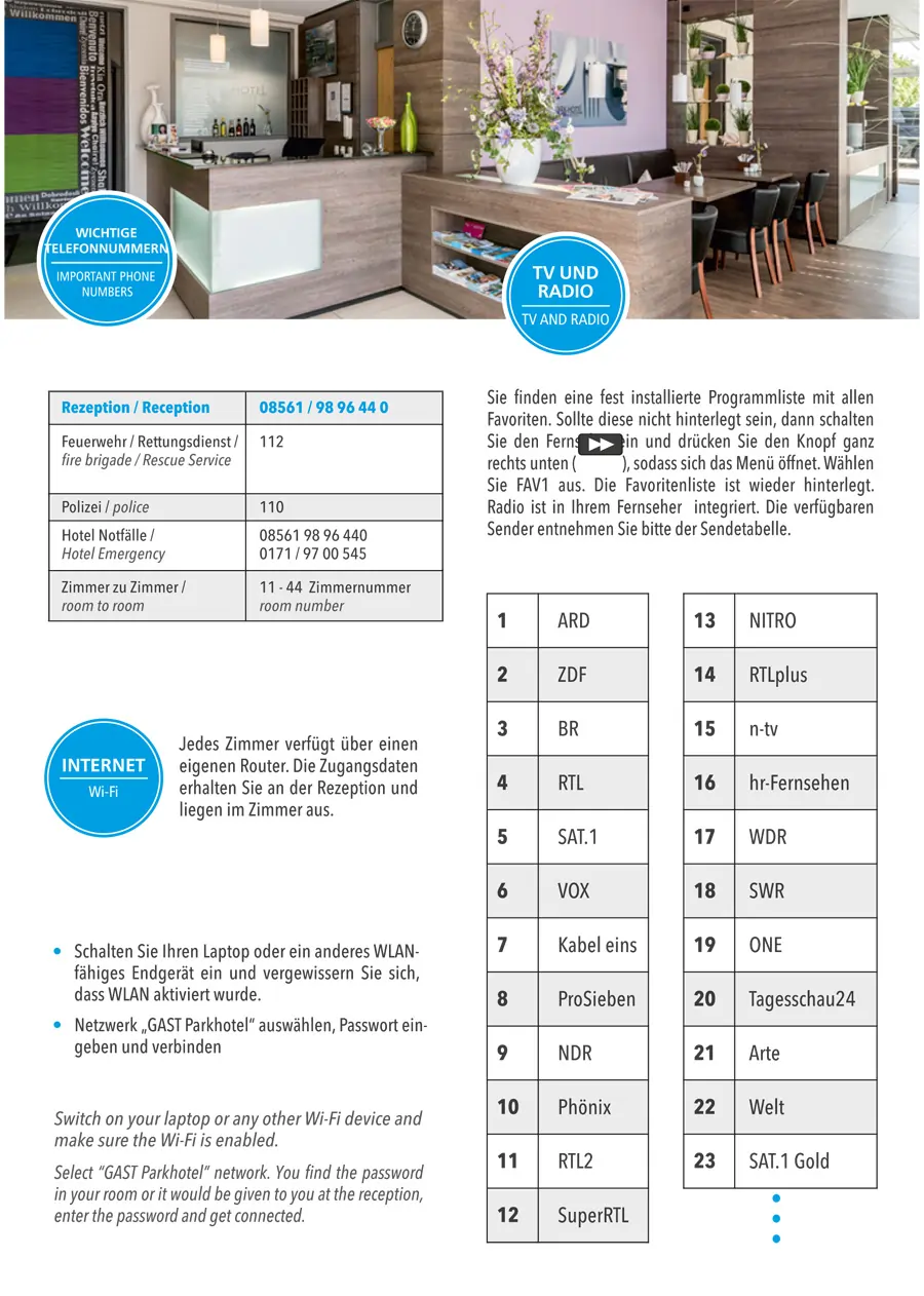 Wichtige Tel.- Nummer + TV-Info