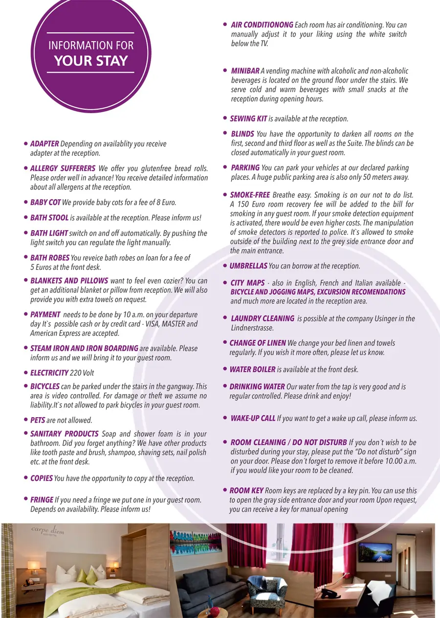 Information for your stay